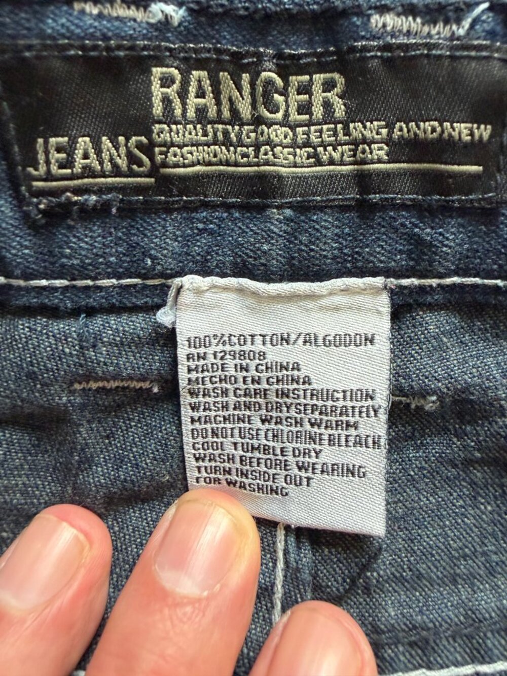 Ranger Vintage Y2K Flap Pocket Jeans Mens 30x32 Dark Wash Stitch Streetwear - Picture 6 of 11